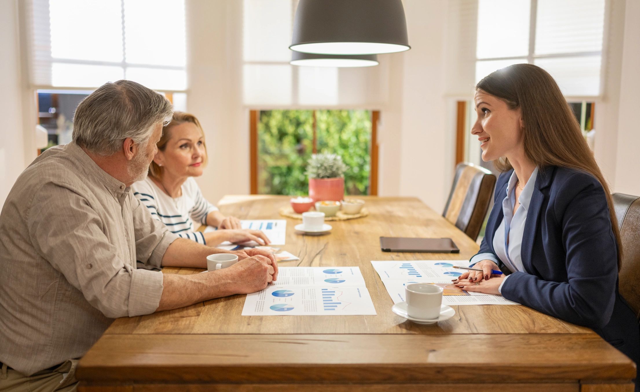 Female advisor meeting with a family